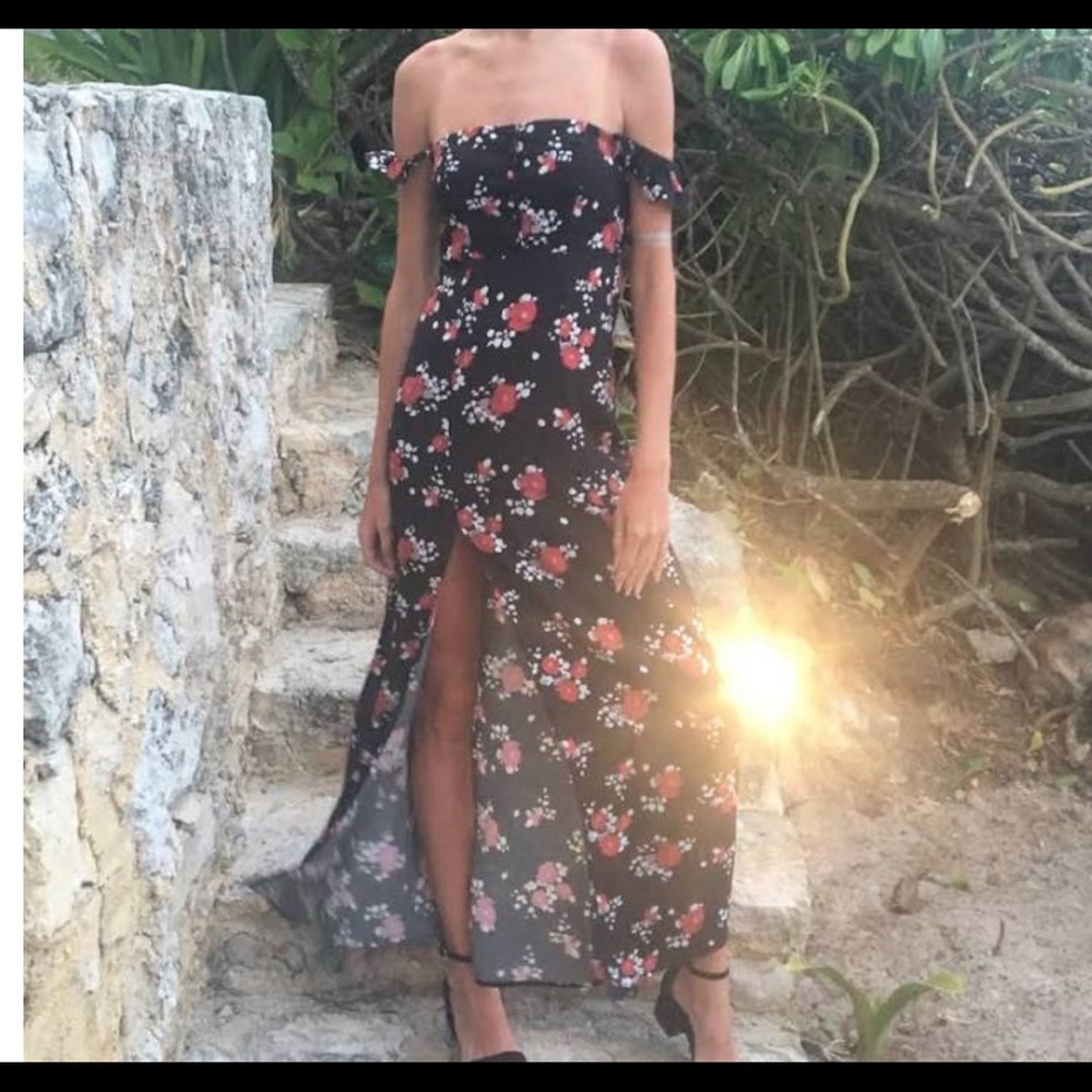 Off the shoulder floral maxi dress